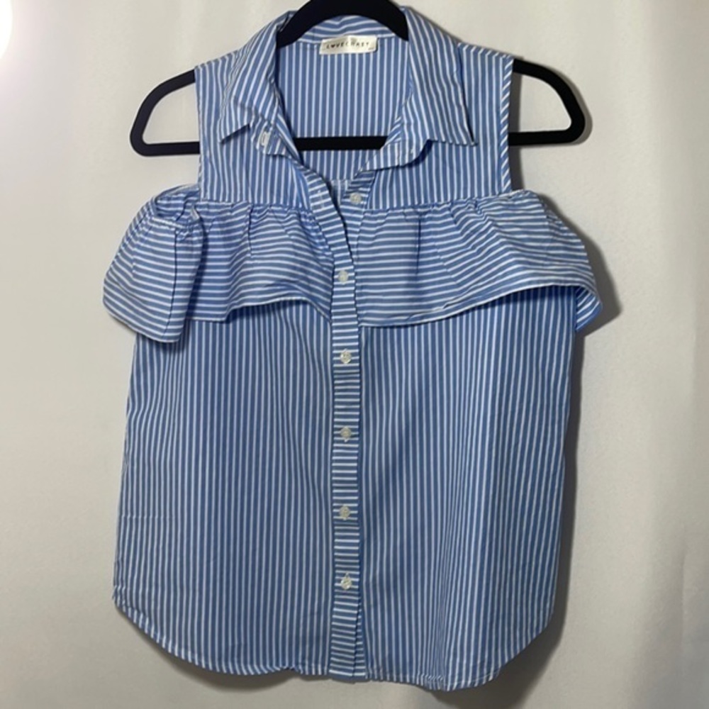 Striped cold shoulder top